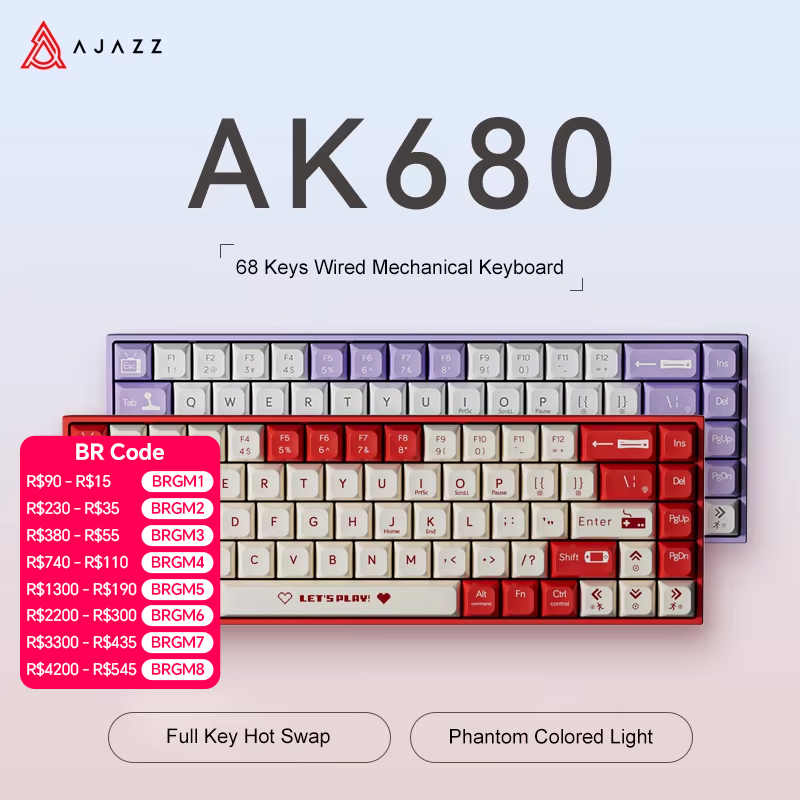 Gaming Keyboard Blue Switches - Clavier mécanique filaire AJAZZ AK680 65%