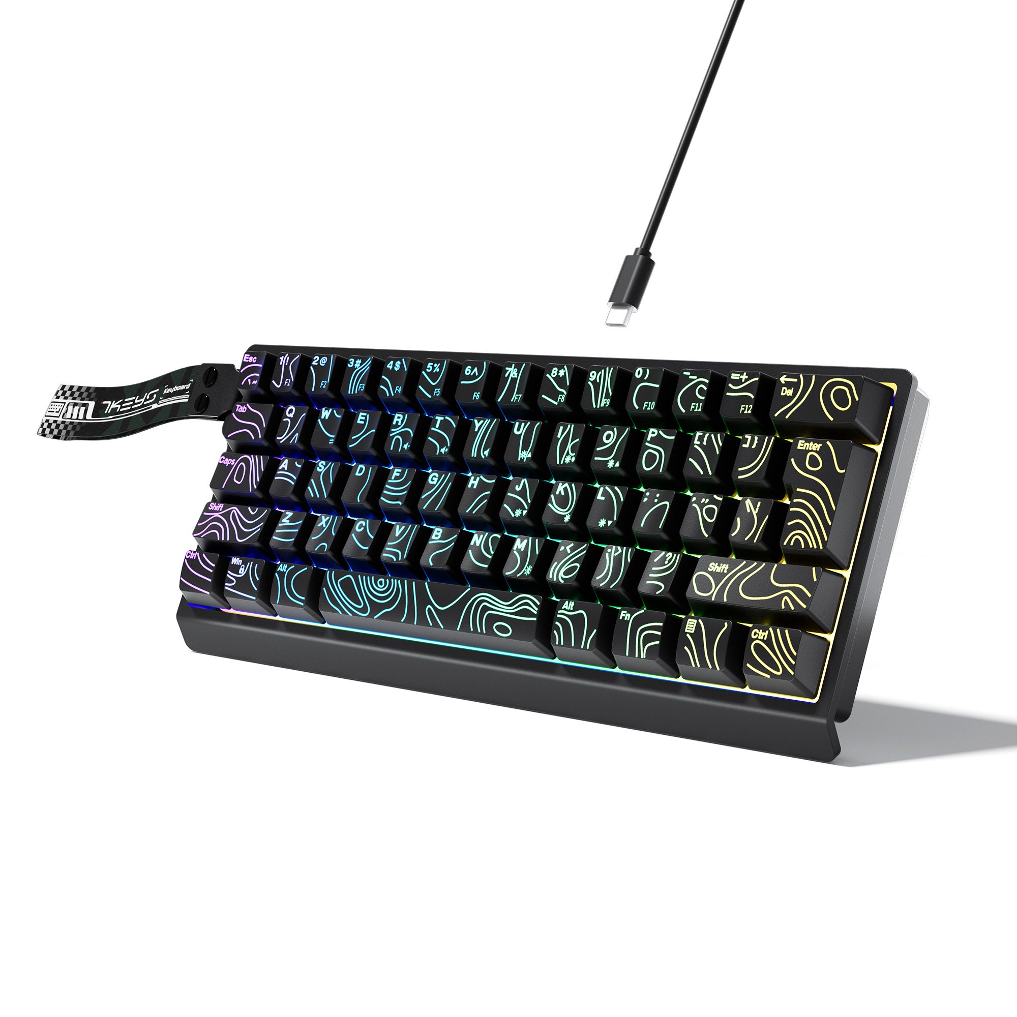 Gaming Keyboard Blue Switches - Clavier filaire compact 60% avec rétroéclairage