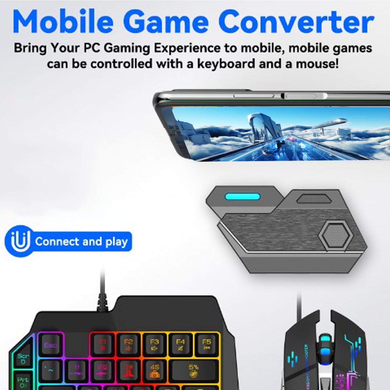 Gaming Keyboard And Mouse Mobile - Pack combiné de jeu Mobile, connexion
